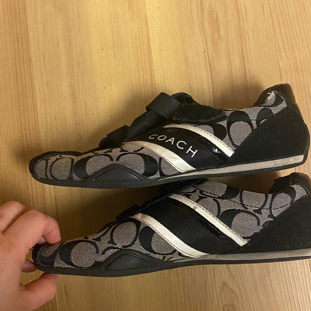 COACH Size 6.5M Jenney No Lace Strap On Sneakers Shoes Women's Casual Canvas - Picture 5 of 11